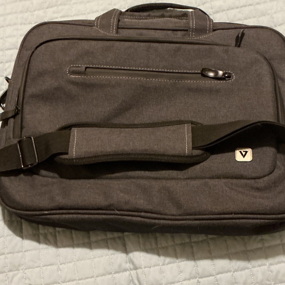 Grey Canvas Laptop Briefcase Bag - Picture 3 of 10